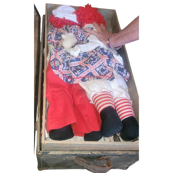 27" Vintage Homemade Raggedy Ann & Andy Doll Pair - Picture 10 of 13